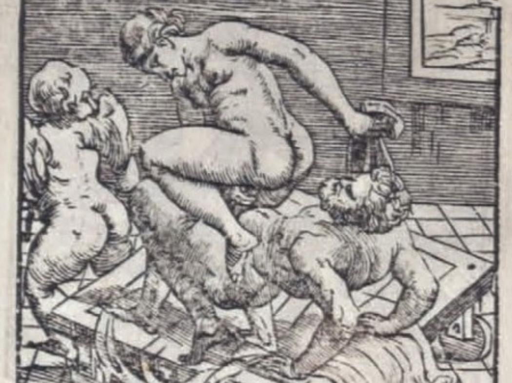 Efter Marcantonio Raimondi/Giulio Romano (I modi) illustration af erotisk scene